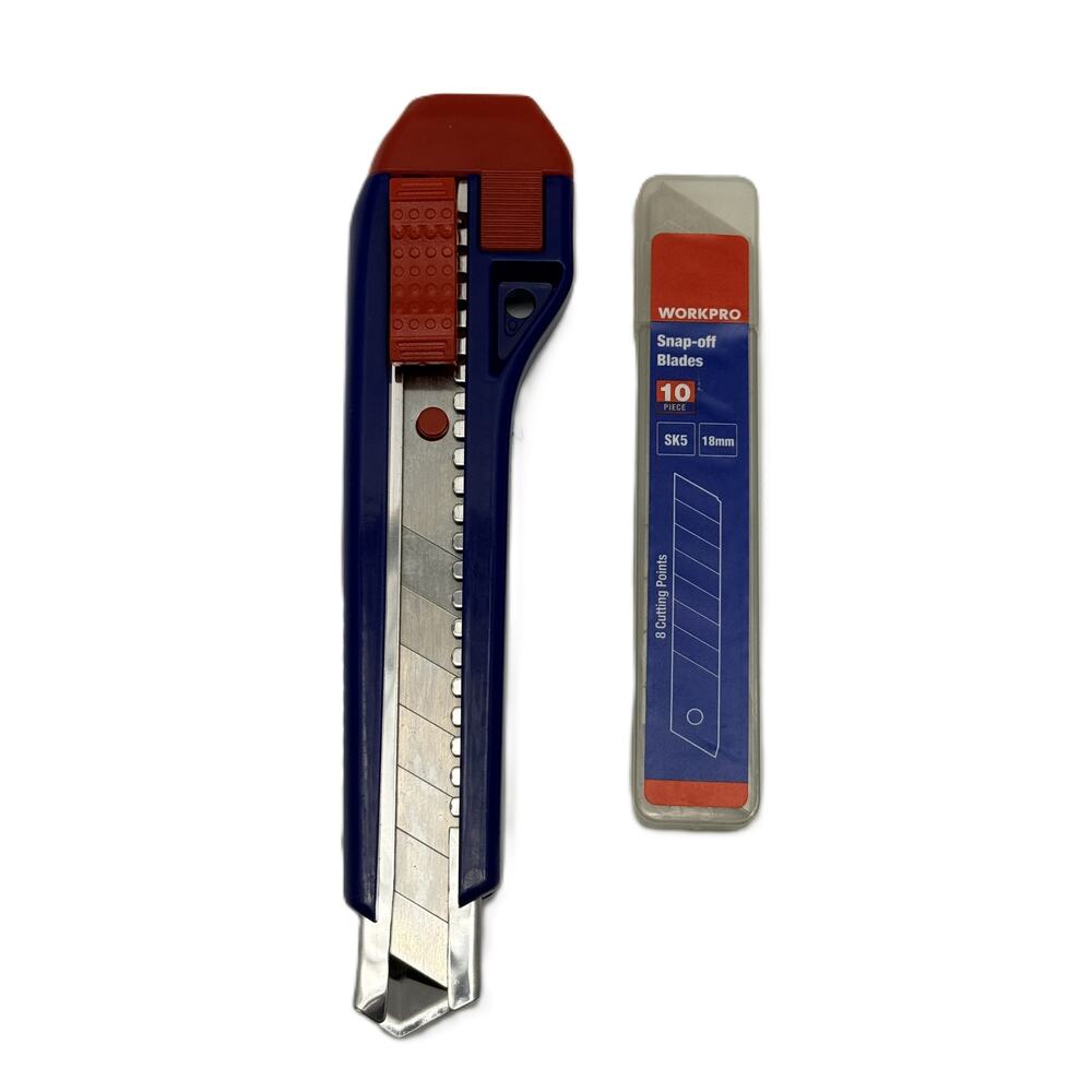 WorkPro Retractable Utility Knife Box Cutter with 10 extra Blades